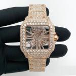 💎 Moissanite Diamond Cartier Skeleton Golden Watch