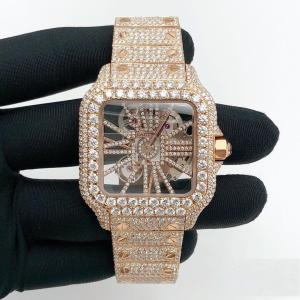 💎 Moissanite Diamond Cartier Skeleton Golden Watch