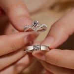 💎 Moissanite Diamond Couple Sets Silver Jewellery
