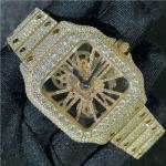 💎 Moissanite Diamond Cartier Skeleton Golden Watch
