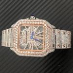 💎 Moissanite Diamond Cartier Skeleton Golden Watch