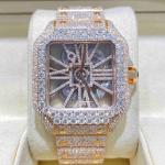 💎 Moissanite Diamond Cartier Skeleton Golden Watch