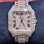 Cartier White gold Roman vvs Moissanite Diamond Watch