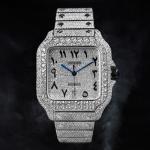 Cartier White Arabic vvs Moissanite Diamond Watch