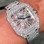 💎 Moissanite Diamond Cartier Skeleton Golden Watch